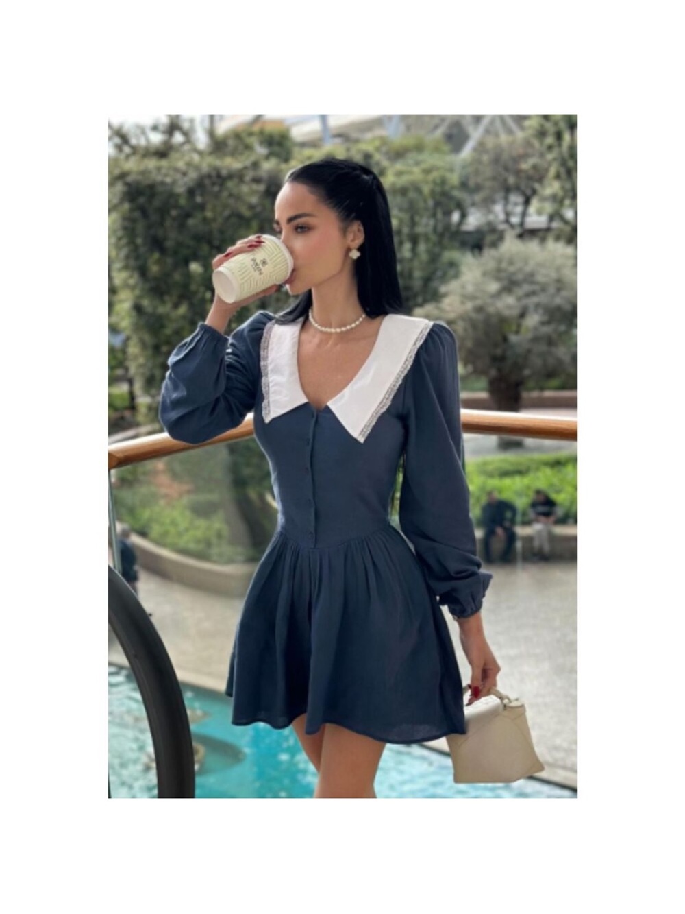 Zara Navy Mini Dress with White Sailor Collar